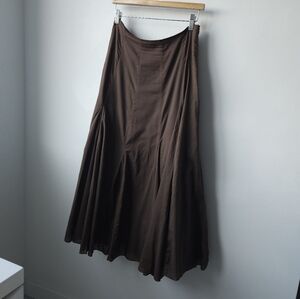 BAUME Spain Cacao Brown Cotton Full Volumous Long Skirt